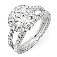 1.75ct GIA Certified Round Diamond Halo Engagement Ring in Platinum