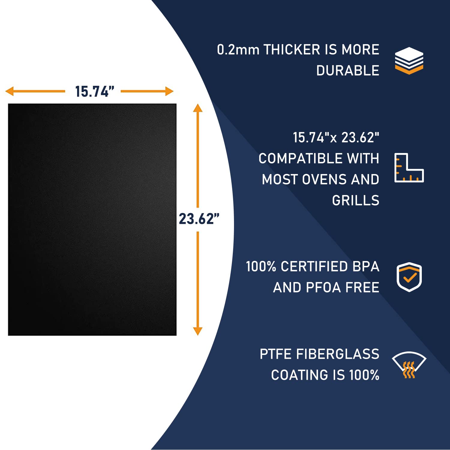Oven Liners for Bottom of Oven, 2 Pack Large Thick Heavy Duty Non-Stick Teflon Oven Mat Set, 15.74