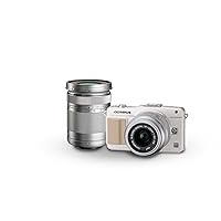 OM SYSTEM OLYMPUS E-PM2 16MP Mirrorless Digital Camera with 14-42mm and 40-150mm Two Lens Kit (White) (Old Model)