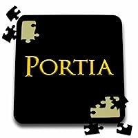 3dRose Portia Beautiful Girl Baby American Name. Yellow on Black Gift Charm - Puzzles (pzl-376542-2)