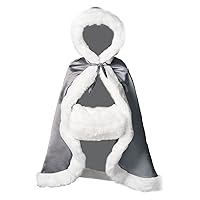 Flower Girl Fur Cape Winter Wedding Cloak for Kid Toddler Costume Hooded Reversible Baby Coat