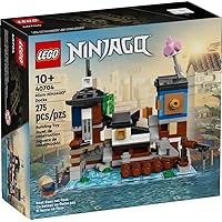 LEGO NINJAGO 40704 Micro Docks Building Set: Miniature Version of NINJAGO City Docks with Market, Tearoom, Arcade, and Apartments (275 pcs)