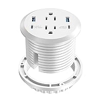 Desktop Power Grommet,GaN 65W USB C Fast Charging Port,2 AC Outlets,4 USB Ports in to The Top of Your Desk,Flush Mount Power Grommet 3-inch Hole,Countertop Recessed Outlet(White)