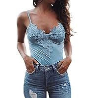 Women's Fashion Sleeveless Lace Patchwork Tank Top Sexy Beach Wear Blouse for Summer