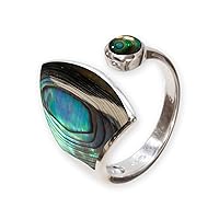 Fly Style Women's 925 Silver Ring, Adjustable Open Ring, 925 Silver Ring with Stone or Shell Inlays, Shell
