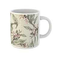 Coffee Mug Colorful Abstract Jasmine Watercolor Green Blooming Color Drawing Drawn 11 Oz Ceramic Tea Cup Mugs Best Gift Or Souvenir For Family Friends Coworkers