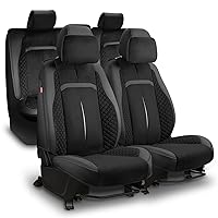 Voris Series Full Set Seat Covers Universal for Cars Trucks SUV, Black, CA-SC-VORIS-Full-BK