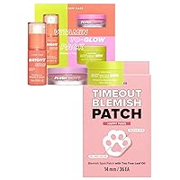 Hydrocolloid Acne Pimple Patch - Timeout Blemish Happy Paws | 36 Count + Skincare Set - Vitamin To Glow Pack Bundle