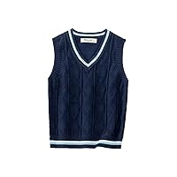 Kids Boys Girls V-Neck Knit Sweater Vest Jacket Sleeveless Crochet Casual Waistcoat School Uniform Activewear