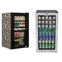 NewAir Limited Edition Beverage Refrigerator and Cooler “Beers of the World” & Whynter BR-130SB Internal Fan Beverage Refrigerators, Black/Stainless Steel