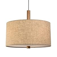 Nordic Simple Modern Single Head Pendant Light Cloth Shade LED Profession Wood Material Chandelier Kitchen Restaurant Dinner Room Barn Bar Warehouse LOFT (150cm Adjustable) Ceiling Light Lovely