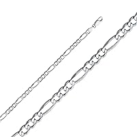 10k White Gold Figaro Chain Necklace, 5.0 mm | Solid Gold Jewelry for Men Women Girls | Mens jewelry
