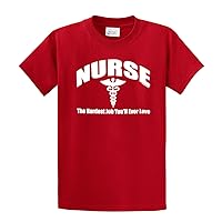 Nurse T-Shirt Nursing The Hardest Job You Will Ever Love RN LPN CNA Hospital Tee Unisex Shirt-red-Small