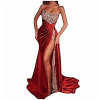 Women's Bohemian Casual Summer Sleeveless Long Floor Maxi Swing Round Neck Trendy Dress Beach Solid Color Flowy Red