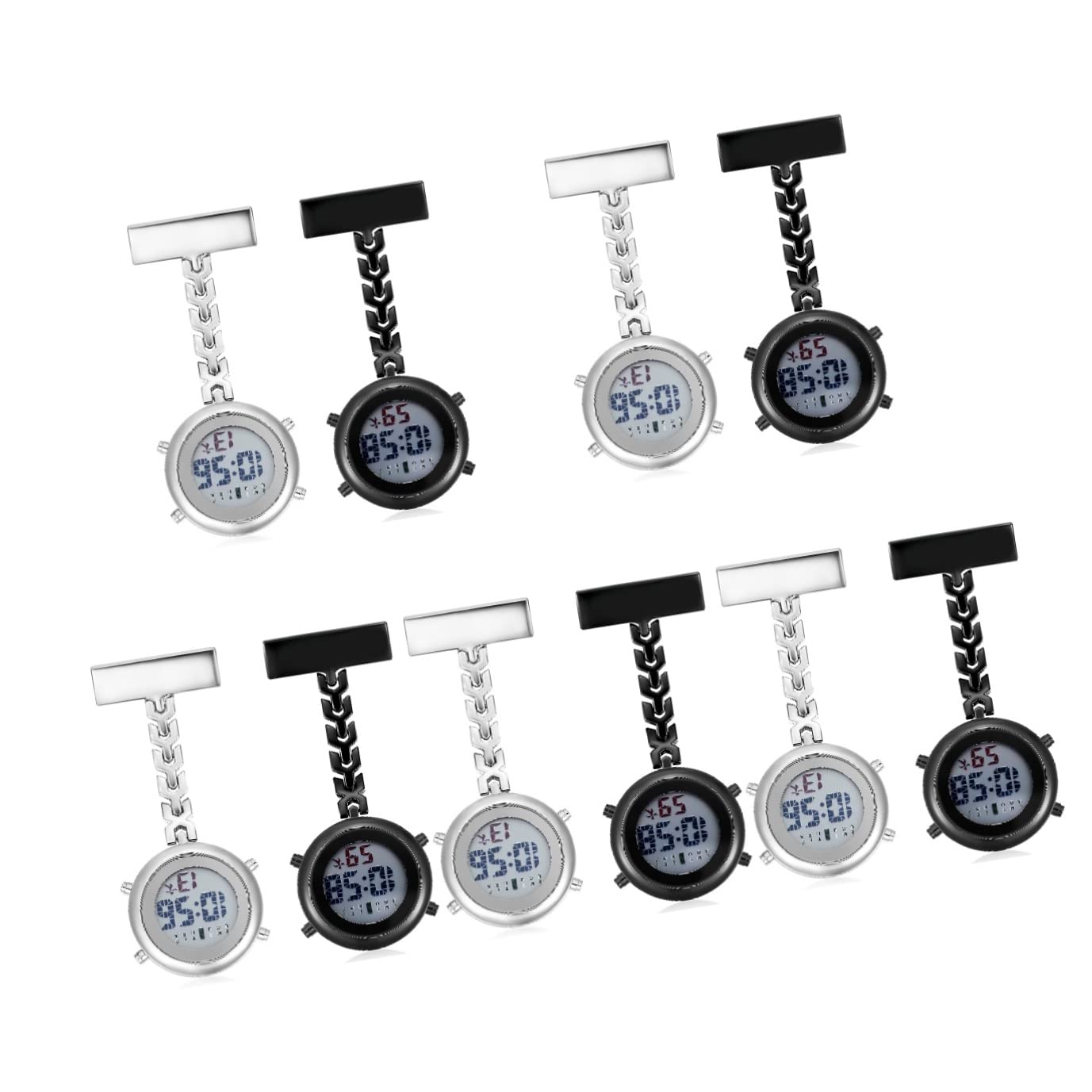 UKCOCO Black Watch 10 pcs Hanging Watches Luminous Multifunctional Staff Doctors Clip for Fob On Week Badge The Clip-on Portable Nurses Nursing Doctor Pin-on Small Glow Nurse Digital Digital Watch
