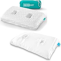 BLISSBURY Ear Pillow with Extra Satin Case for Sleeping with Sore Ear Pain | Ear Piercing | Adjustable Memory Foam Pillow with Holes for chondrodermatitis CNH | Piercing Pillow for Side Sleepers