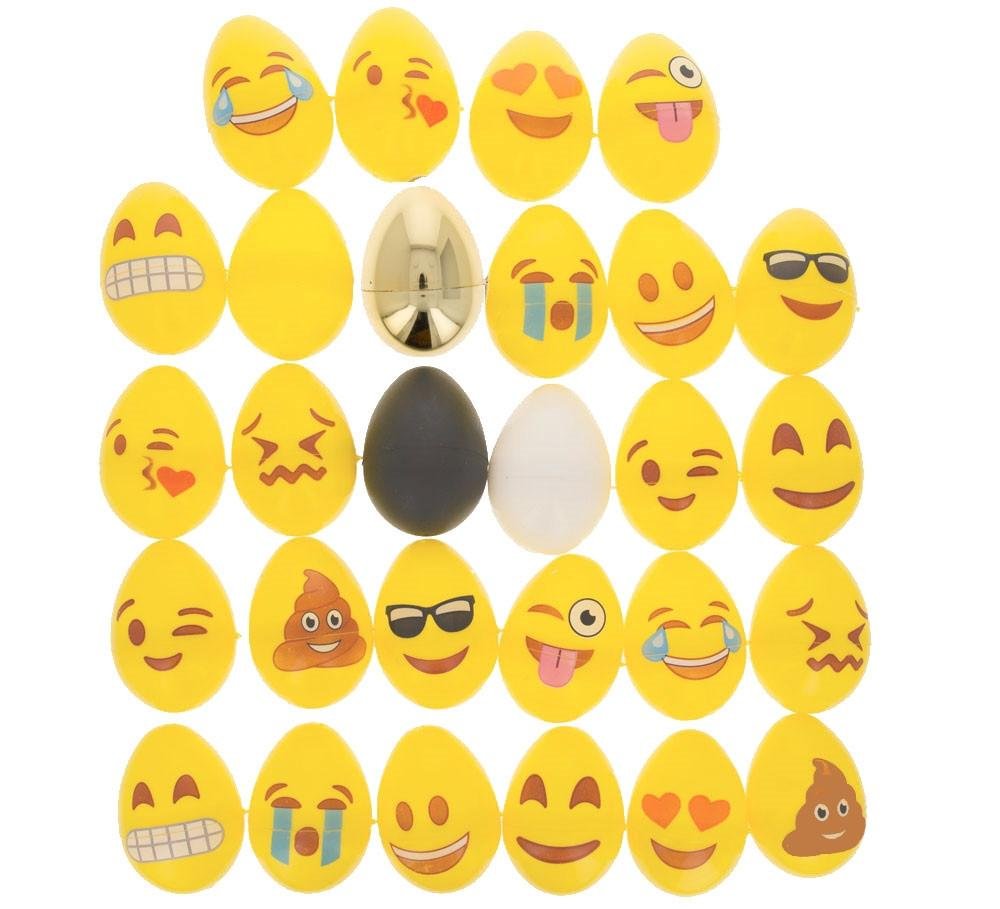 Express Yourself: Set of 24 Facial Expressions Eggs + 1 Gold, 1 Black, 1 White & 1 Yellow Plastic Easter Eggs