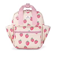 Toddler Backpack - Features Adjustable Shoulder Straps, 2 Side Pockets & Spacious Interior with Wipeable Fabric Lining & Name Label, Strawberry