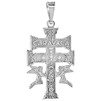 Sabrina Silver Large Sterling Silver Caravaca Cross Pendant for Men 1 1/2 inch Tall