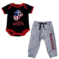Trendy Apparel Shop Baby Infant Military Theme 2pc Bodysuit and Jogger Set