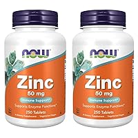 Now Foods, (2 Pack) Zinc, 50 mg, 250 Count (Pack of 2)