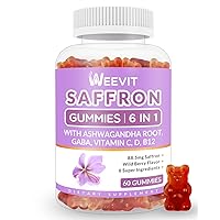 Saffron Supplement Gummies for Women, Saffron Extract with Ashwagandha, GABA, Vitamin C, D3, B12 | Organic Saffron Gummy