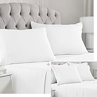 Mellanni 4PC Bed Sheet Set + 6PC Bed Sheet Set Bundle&Save - 10 Piece Iconic Collection Bedding Sheets & Pillowcases - Bundle Includes: 2 Flat Sheets, 2 Fitted Sheet and 6 Pillow Cases (Full, White)