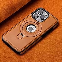 Leather Hidden Ring Holder Magnetic Case for iPhone 15 14 13 Pro Max Plus 15Pro 14Pro IPone Mac Safe Stand Cover,Brown,for iPhone 13Pro