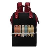 Retro 1970's Chicago Multifunction Diaper Bag Backpack Large Capacity Travel Back Pack Waterproof Mommy Bags