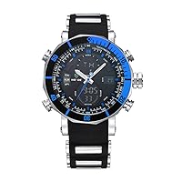Weicam Men Boys Analog Quartz Wrist Watch with Silicone Band Waterproof LED Business Wrist Watch