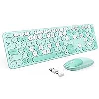 PEIOUS Wireless Keyboard and Mouse Combo, Cute Colorful Keyboard & Mouse with USB and Type C Receiver, Full Size Wireless Mouse and Keyboard, Compatible for MacBook, Windows, Laptop, PC - Green White