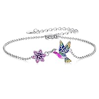 Anklet Bracelets for Women Girls Sterling Silver Hummingbird/Dragonfly/Butterfly Link Chain Anklets Jewelry Gifts