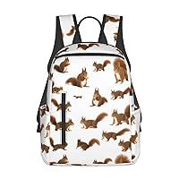 Cute Squirrel Print Large-Capacity Backpack, Simple And Lightweight Casual Backpack, Travel Backpacks