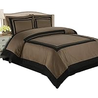 Hotel Taupe and Black 3-Piece King/Cal-King Comforter Cover (Duvet-Cover-Set) 100-Percent Cotton, 300-Thread-Count