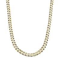 Savlano 14K Gold Plated 925 Sterling Silver 5.5mm Italian Solid Curb Cuban Link Chain Necklace For Men & Women - Made in Italy Comes With Savlano Gift Box