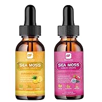 Black Seed Oil & Irish Sea Moss Gel with Bladderwrack, Elderberry, 6X Stronger Qrganic Seamoss Raw for Immunity Booster, Joint & Thyroid, Digestive Health