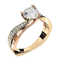 1.00ct Round Cut Diamond Engagement Ring in 14k Two-Tone Gold