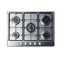 Summit GC527SS 27-Inch-Wide 5-Burner Gas Cooktop, Stainless Steel Surface with Sealed Burners, Cast Iron Grates, NG/LPG Conversion Kit, Wok Ring, Flame Failure Protection, Easy to Clean