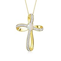 Rylos 14K Yellow Gold Cross Necklace Gemstone & Diamonds | Pendant With 18
