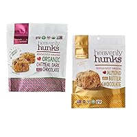 Heavenly Hunks Organic Oatmeal Dark Chocolate Chip - 22oz Bag & Almond Butter Chocolate Chip - 6oz Bag (2 Pack)