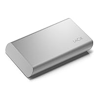 LaCie Portable SSD 500GB External Solid State Drive - USB-C, USB 3.2 Gen 2, speeds up to 1050MB/s, Moon Silver, for Mac PC and iPad, with Rescue Services (STKS500400)