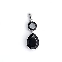 Hiflyer Jewels 925 Sterling Silver Black Spinel Gemstone Pendant | Hallmarked Jewellery | Handmade Gifts For Girls, Women