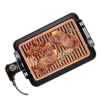 Electric Indoor Searing Grill with Viewing Window and Removable Easy-to-Clean, Extra-Large Drip Tray, Stainless Steel (Color : Black)