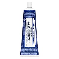 Dr. Bronner’s - All-One Toothpaste (Peppermint, 5 ounce) - 70% Organic Ingredients, Natural and Effective, Fluoride-Free, SLS-Free, Helps Freshen Breath, Reduce Plaque, Whiten Teeth, Vegan