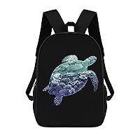 Ocean Life Turtle Casual Backpack 17 Inch Travel Hiking Laptop Business Bag Unisex Gift for Outdoor Work Camping