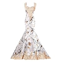 YINGJIABride Mermaid Wedding Dresses Camo and Lace Bridal Reception Prom Dress with Straps