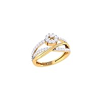 Jewels 14K Gold 0.41 Carat (H-I Color,SI2-I1 Clarity) Lab Created Diamond Solitaire With Accents Ring