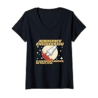Womens Aerospace Engineering Aviation Lover Aeronautical Engineer V-Neck T-Shirt