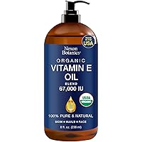 Organic Vitamin E Oil Blend 67000 IU - 8 fl oz - Vitamin E Oil for Skin, Scars, Face - Made from 100% Pure and Natural Oils - Vit E Oil - Aceite de Vitamina E