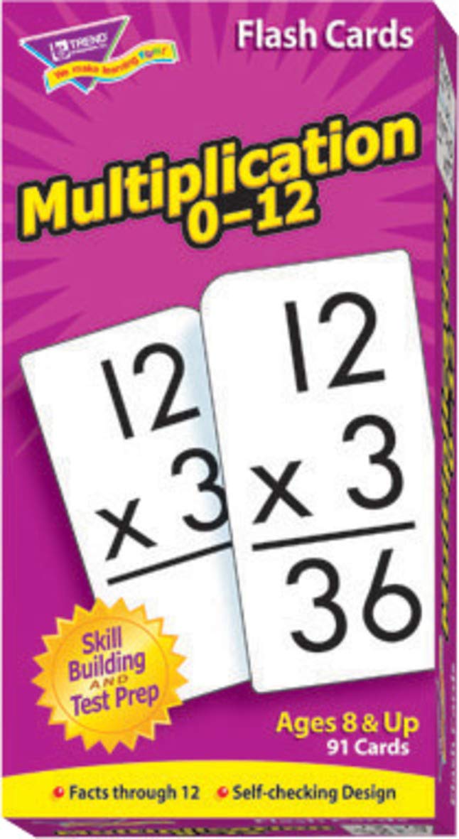 TREND ENTERPRISES: Multiplication 0-12 Skill Drill Flash Cards, Exciting Way for Everyone to Learn, Facts Through 12, Self-Checking, Great for Skill Building and Test Prep, 91 Cards Included, Ages 8+